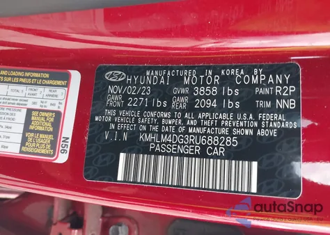 2024 Hyundai Elantra Sel из США, поврежденный, VIN KMHLM4DG3RU688285